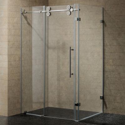 China Hot Sale Prefab Bathroom Frameless Shower Cabin Tempered Glass Sliding Shower Room for sale