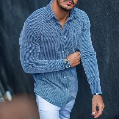 China Anti-pilling Resady to newest design sha hot fit long sleeve solid slim corduroy casual shirt for men for sale