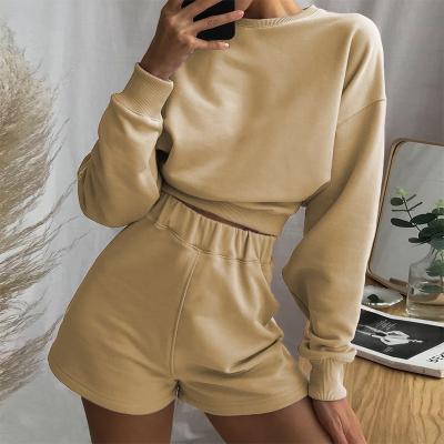 China QUICK DRY Autumn Custom Casual 2 Piece Women's Hoodies High Quality Cotton Short 2 Piece Women's Clothing for sale