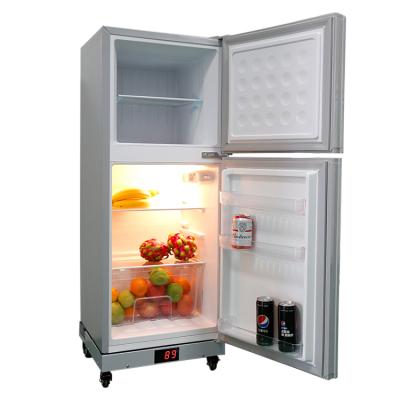 China Two Doors Energy Storage Solar Fridge Freezer Solar Power Refrigerator with LiFePO4 Lithium Battery for Home Commercial Use for sale