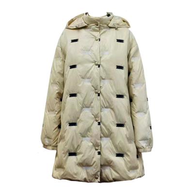 China Waterproof 2023 Autumn Winter New Arrival  Embroidery  Puffer Down outdoor Women Water repellent  OEM coats GRS optional hood detachable for sale