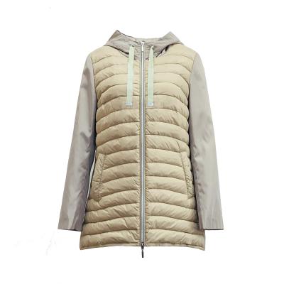 China Waterproof 2023 Autumn Winter New Arrival  spliced Down Jacket Women Clothing Water repellent soft ODM outdoor hooded GRS optional for sale