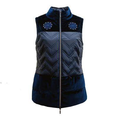 China Waterproof 2023 new  women  Autumn spring  Polyester nylon  special  quilted padded velvet spliced vests outdoor custom logo for sale