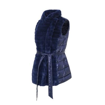 China Breathable 2023 very popular  women  Autumn winter  line-cut faux fur stand collar  padded  fashion vests ODM for sale