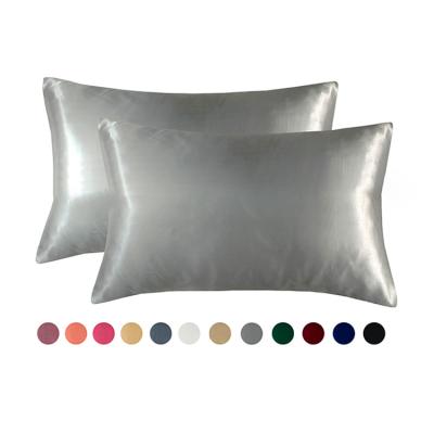 China Premium Anti-Pull Bedding Design Both Sides Gray Soft Silky Satin Pillowcase Silver With Envelope Closure for sale