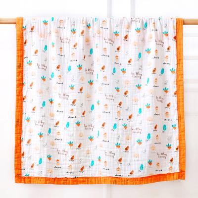 China PORTABLE 100% Custom Cotton 6 Layer Cartoon Printing Gauze Sublimation Baby Swaddle Blankets For Packaging Box for sale