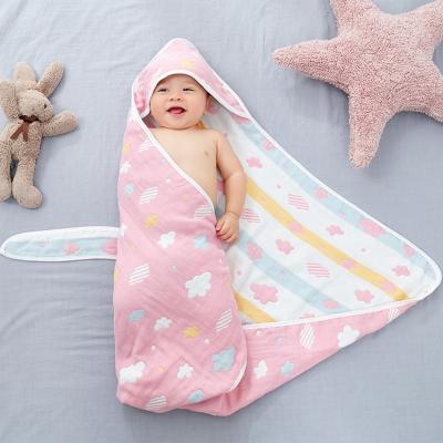 China Anti-Static Soft Muslin Baby Wrap Hooded Safety Cotton Newborn Baby Wrap Covering For Winter for sale