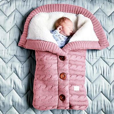 China Custom Portable Super Soft Anti-Static Wearable Deep Wrap Fleece Knit Stroller Wraps Warm Baby Sleeping Bag for sale