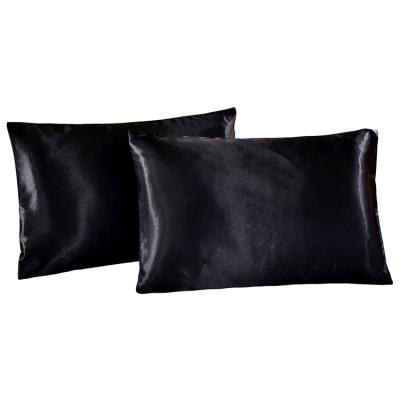 China Anti-pull Single Side Printed Envelope Pillow Protector Bedsure Satin Ultra Soft Black Silky Pillowcase Set Of 2 for sale