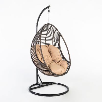 China Modern High Quality Best Seller Outdoor And Indoor Hammock Swinging Hanging Rattan Garden Egg Chair Furniture Brown And Beige for sale