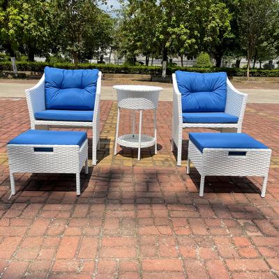 China Durable Modern Luxury Rattan Weave Furniture Outdoor Patio Table And Chair Set 3 Pieces With Ice Cooler Table for sale