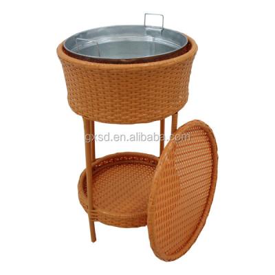 China Viable use and pp material rattan cans party garden pool using tongs wine rack ice beer cooler table for sale