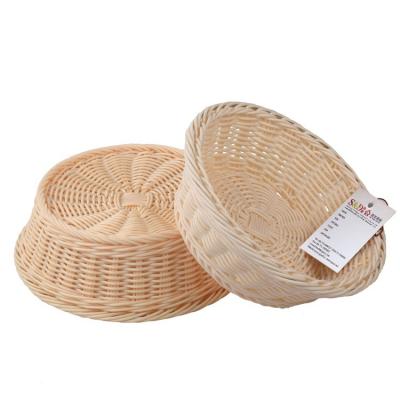 China Eco-Friendly Wholesale Cheap Sustainable Kitchen Bread Fruits And Vegetables Products Plastic Rattan Storage Baskets for sale