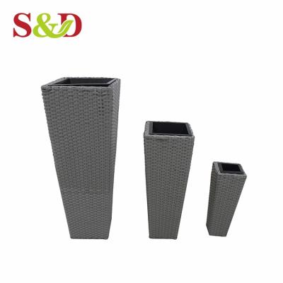 China Eco-friendly/durable/waterproof hand - woven outdoor vertical flower pots competitive durable gray square garden plant vertical flower pots with low price for sale