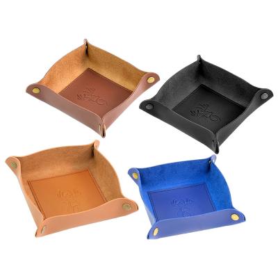 China Hot Sale Custom Logo PU Leather Organizer Stored Storage Tray Waterproof Desktop Storage Box Tray Office Stationery Storage Tray for sale