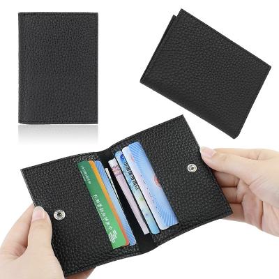 China ID Card Holder PU Leather Buckle Business Clip Wallet Name Case Place Credit Card Holder Cell Phone Waterproof Leather Card Holder for sale