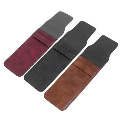 China Custom Factory Logo PU Waterproof Leather Pen Holder Pouch Pencil Case Black Brown Pen Holder School Office Stationery for sale