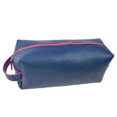 China Large Capacity Waterproof Lychee PU Bag OEM Lychee Stria Makeup Bag Cosmetic Toiletry Bag With Handle for sale