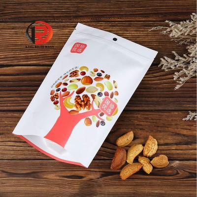 China Custom logo standing zipper doypack brown kraft paper food packaging resealable paper bags with clear window for sale