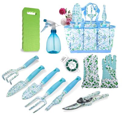 China Printing Heavy Duty Gardening Fork Kit Printing Garden Tool Kit Aluminum Alloy Shovel Set For Lady for sale