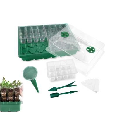 China Eco-Friendly Seed Planting 3 Pack PET Environmental Plastic 48 Cells Garden Propagator Set Seed Starter Tray With Humidity Dome Seedling for sale