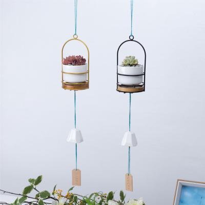 China DIY Combination Patent Design Flower Pot Wind Chimes Hanging Mini Ceramic Flower Pots For Octagonal Kids for sale