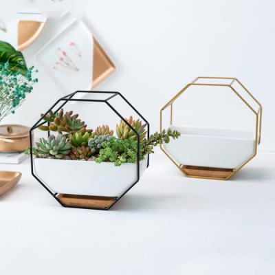 China Europe Creativity Shape Octagonal Ceramic Flowerpot Style Indoor Minimalist Flower Pots for sale