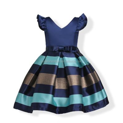 China Washable 3 Colors Fashion Stripe 10 Year Girl Dresses For Party for sale