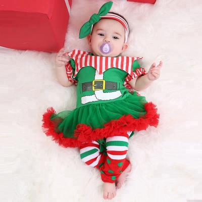 China Wholesale 3pcs Christmas Cotton Short Sleeve Newborn Baby Toddler Clothing for sale