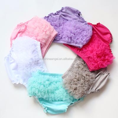 China Breathable Wholesale Cotton Chiffon Sheer Color Bloomers Set Baby Ruffles for sale