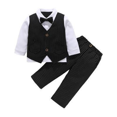 China Wholesale Casual Bow Tie 2pcs Baby Boy Gentleman Suit Boys Autumn Spring Clothing Sets for sale