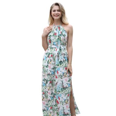 China Summer Breathable Sling Printed Women Beach Dresses Casual Backless Beach Wedding Dresses for sale