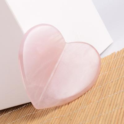 China 100% natural heart love shape guasha relaxation board rose quartz guasha board face body 3d heart gua sha massager tool for sale