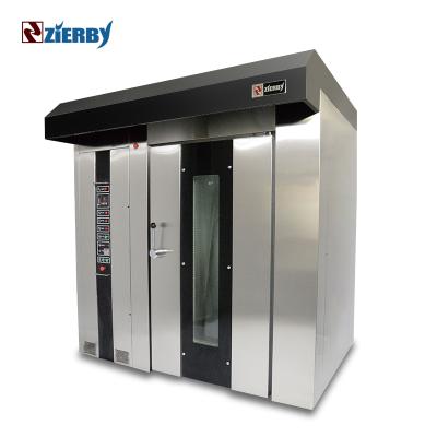 China Shop Factory Bakery Machine Commercial Supply Gasoline Gas Hook Wide Type Lifting Bread 1700KG Zierby 30 Tray Rack Rotary Oven Bake Pastry Cake for sale