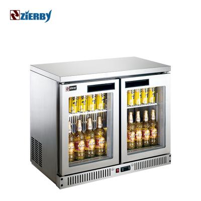 China China Single-temperature 0.9 meters hotel bar home double door refrigerator glass table freezer China refrigeration equipment for sale