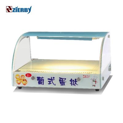 China Commercial Catering Cake Curved 24 Egg Counter Tart Hot Food Display Glass Case Showcases for sale