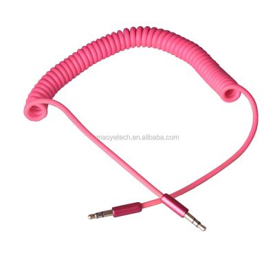 China For iPod factory price flexible spring male to aux audio cable. 3.5mm Male Car Connector for Teblet Mobile, PC, Android and more for sale