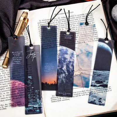 China Europe Wandering The Universe Frosted PVC Markers Map Moon Stars Sky Clouds Statistical Institute Style Book Page Marker for sale