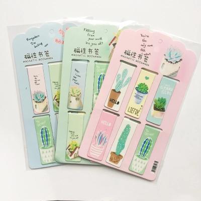 China Europe Stationery School Office Supply Magnetic Cute Kawaii Cactus Bookmarks for sale