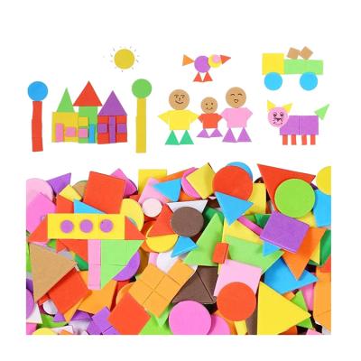 China EVA Stickers Self Adhesive Toys Children Jigsaw Puzzle DIY Toy Set Wholesale Foam Educational Geometry Puzzle Stickers for sale