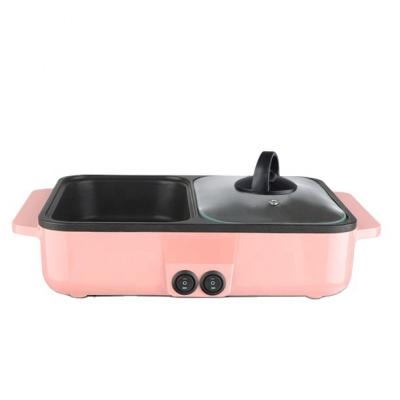 China Popular Hotel Portable Sales On Line 2 In 1 Electric Grill With Hot Pot for sale