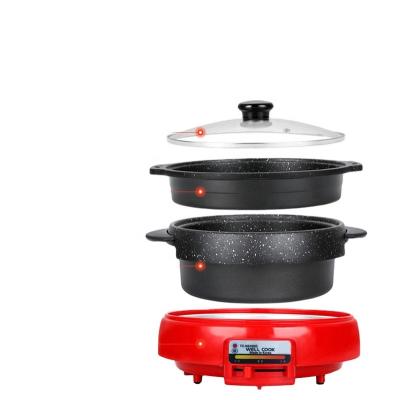 China Hotel Korean Style Electric Cooking Pot With Grill Plate for sale