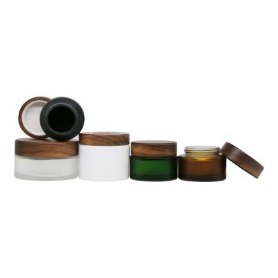 China Household Wooden Cosmetic Container Wooden Face Cream Bamboo Cosmetic Packaging Jar for sale