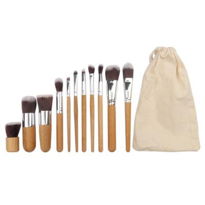 China 11Pcs Makeup Brush Set Cosmetic Foundation Powder Eyeshadow Blush Cosmetics Bamboo Brushes With Organizer Bag for sale