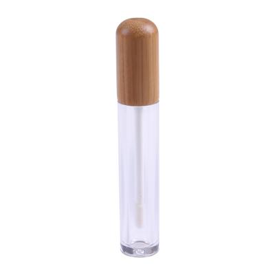 China Eco-Friendly Makeup Cosmetic Packaging Bamboo Lip Gloss Tube With White Doe Foot Applicator for sale