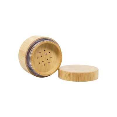 China 2021 Cosmetic Sustainable Cosmetic Packaging 30g Powder Bamboo Loose Jar With Bamboo Strainer for sale