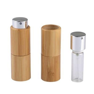 China Eco Friendly Bamboo Sickness Perfume Bottle Cosmetic Bottles 10ml Packaging Set for sale