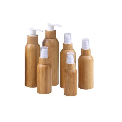 China High And Friendly Sray Lotion Container Bamboo Pump Bottle Household Cosmetic Wooden Bottle Full for sale