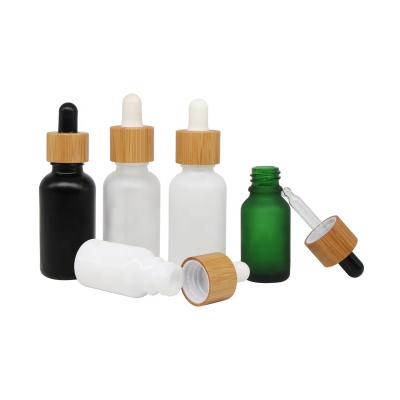 China Luxury Serum Square 15ml 30ml 50ml 60ml Dropper Glass Bottle With Bamboo Lid for sale