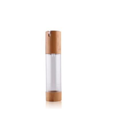 China New 15ml30ml50ml Recyclable Bamboo Recyclable Vacuum Bottle Vacuum Bottle For High End Cosmetics Packaging Cosmetic Packaging for sale